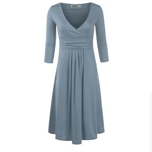 Half sleeve deep v neck dress